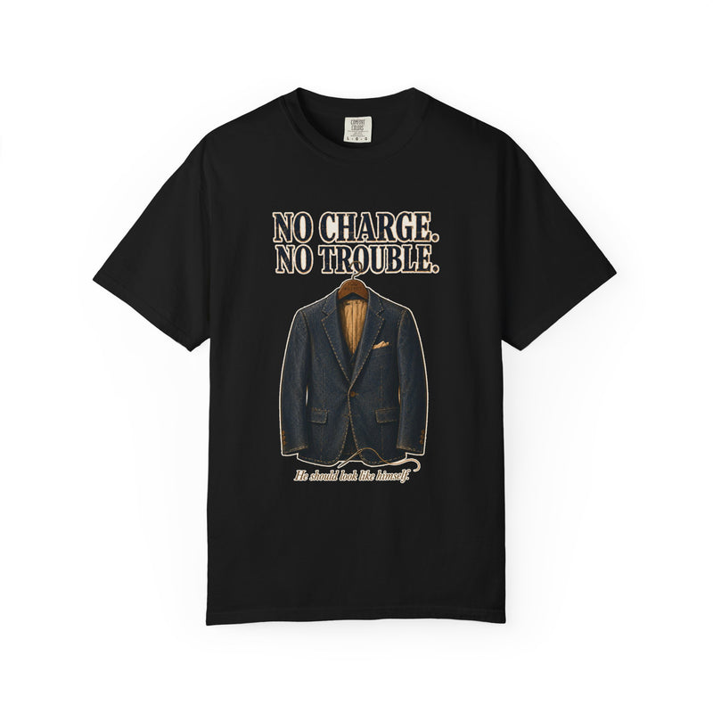 No Charge, No Trouble — tailor heritage tee front view, garment-dyed cotton | Worth Honoring