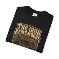 The Iron Remembers — ironworker heritage tee back view