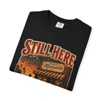Still Here, Still Open — Main Street heritage tee back view