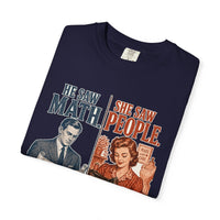 color:True Navy | He Saw Math, She Saw People — True Navy folded view