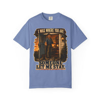 color:Washed Denim | I Was Where You Are. Someone Let Me Stay. — Washed Denim front view