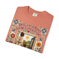 color:Terracotta | Raised Her Right. Showed Up Every Day. No Trophies. — Terracotta folded view