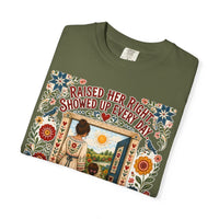 color:Hemp | Raised Her Right. Showed Up Every Day. No Trophies. — Hemp folded view