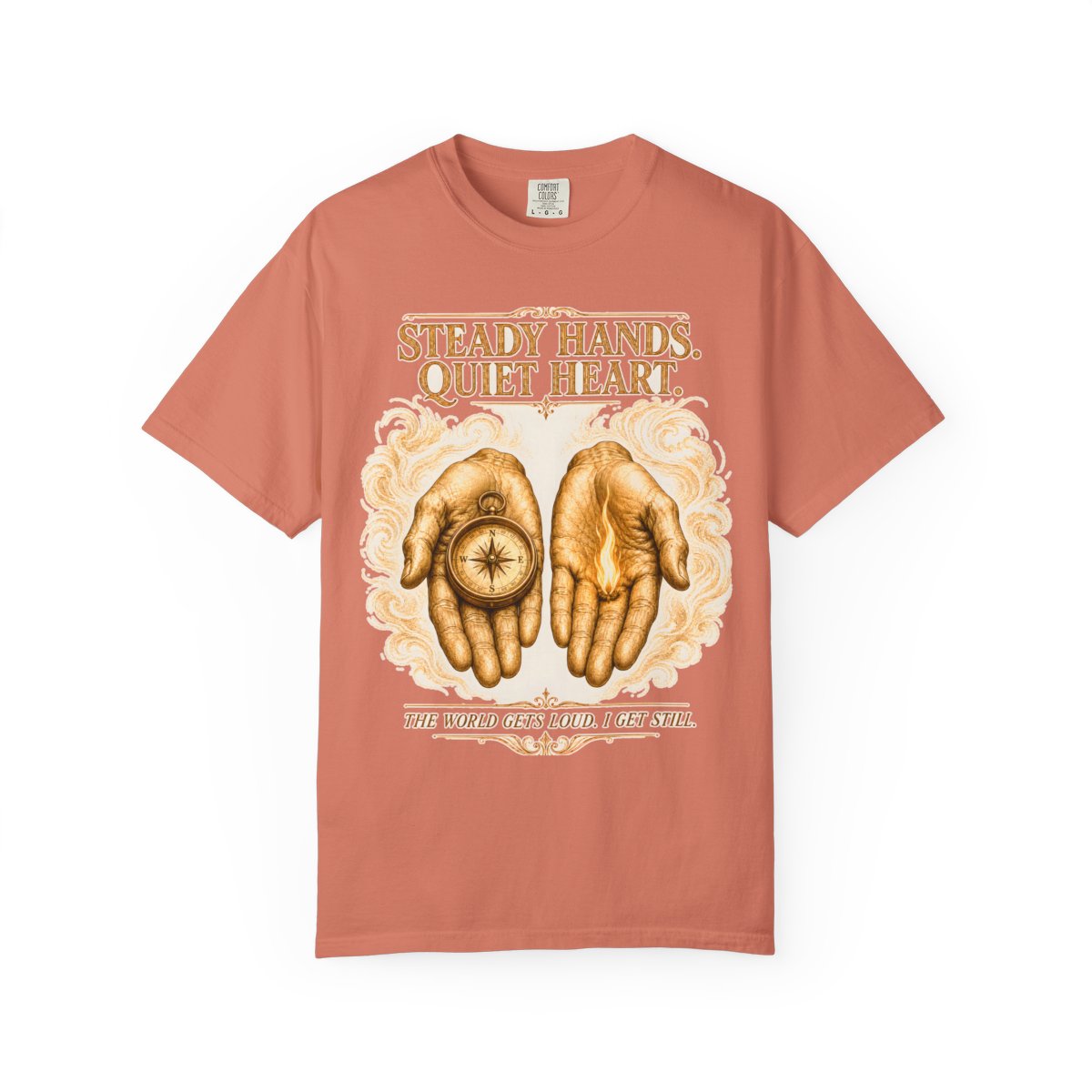 color:Terracotta | Steady Hands. Quiet Heart. The World Gets Loud. I Get Still — Terracotta front view