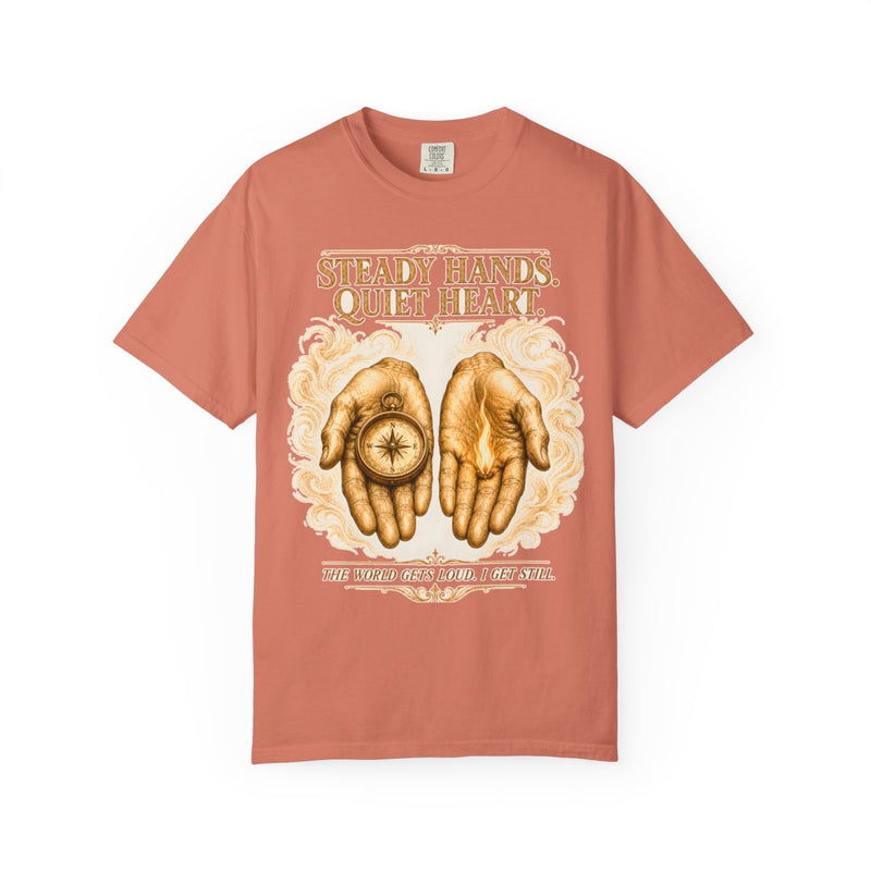 color:Terracotta | Steady Hands. Quiet Heart. The World Gets Loud. I Get Still — Terracotta front view