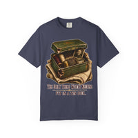 color:Denim | The Only Thing Worth Keeping Fit in a Tin Box — Denim front view