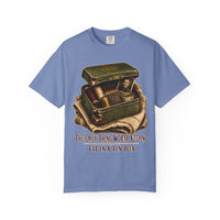 color:Washed Denim | The Only Thing Worth Keeping Fit in a Tin Box — Washed Denim front view