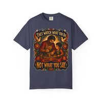 color:Denim | They Watch What You Do. Not What You Say — Denim front view