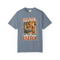 Blue Jean colorway — She Was Trying to Be Useful heritage tee
