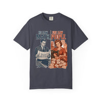 Navy colorway — He Saw Math, She Saw People heritage tee